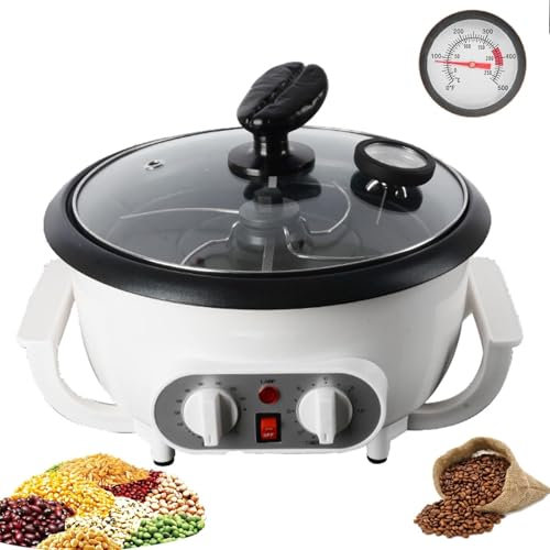 Home Coffee Roaster Machine - 1200W Electric Roaster with Thermometer, Timer & Adjustable Temperature for Perfect Roasting - 750g Capacity Non-Stick Pot for Grain Drying(110V)