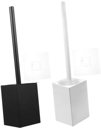 Juego de 2 escobillas de inodoro con bloque de lechada y ambientadores de gel, limpiadores de inodoro para una limpieza eficaz, incluye soporte para estropajo y cubo de aluminio, desatasca y refresca