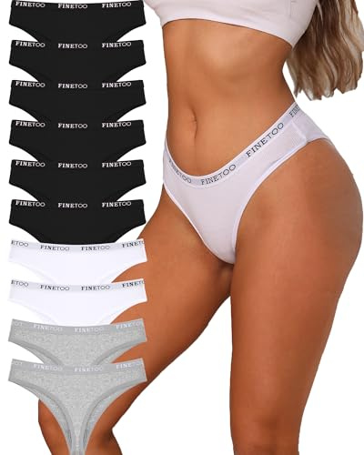 FINETOO 10-pack Tanga Damstringtrosor, bomull, sportband, tanga, mjuka underkläder, kvinnors underkläder, bomull, s-xl, M