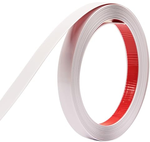 ZOWZOW Self-Adhesive PVC Mouldings - Flexible Wall Strips, Edge Protection & Cover Strips for Window & Door Frames, Mirrors, Worktops, Backsplash & Furniture, White, 20 mm x 6 m