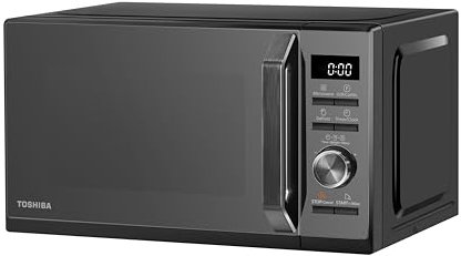 Toshiba Black Microwave 20 Liter Digital 800W Microwave Oven with 1000W Grill, Combination compact with 5 Power Levels, 8 Auto Menus, Grill, Combi, Digital Clock, Mirror Door Finish, MW3-AG20PF(MB)