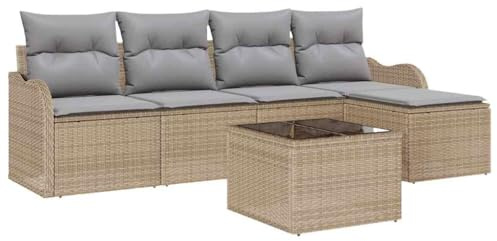 vidaXL Trädgårdsoffset med kudde med lagring 6 pcs Svart Poly rattan, Trädgård och Terrass, Modern Modulsats, Hållbar Poly Rattan-soffa, UV-beständig Utomhus Lounge, Flexibelt Utemöbel