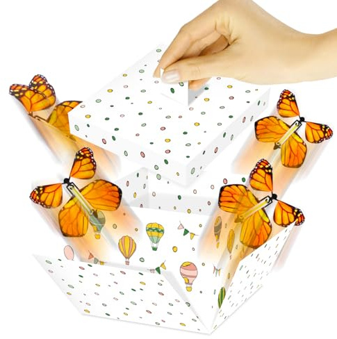 FETTIPOP Schmetterlings Explosion Geschenkbox – Originelle Geschenkidee mit Überraschungseffekt (Grünpop), Geld Geschenkverpackung, Geburtstagsbox 14x14 cm
