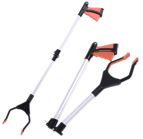 DECORN Strumento Grabber Reacher, 32 Strumento di ritiro Pieghevole, Mascella Anti-Slip Rotante a 360 ° con Punta Magnetica, Picchiatore di rifiuti Leggero per Anziani, Pacchetto di 2,Arancia