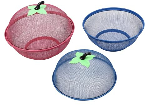 1 Stück Apfelförmiger Obstkorb Mesh,Obsthalter Überdachte,Home Mesh Obst Mit Deckel,Obstaufbewahrung Abflusskorb Gemüse Aufbewahrungshalter für Obst & Gemüse,Zufällige Farbauslieferung,rot oder blau