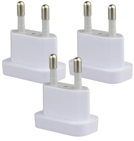 Adattatore per Spina USA a Europeo, 3 Pezzi, 2 Pin Germania Europa America Canada Messico Spagna Egitto, adattatori da viaggio USA a 2 pin per spina Europea/tedesca, Bianco