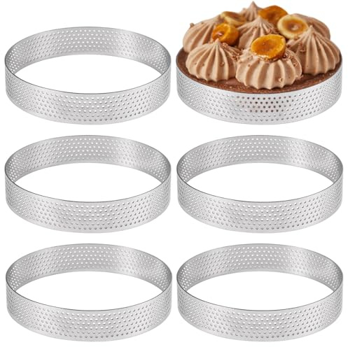 Lytonix 6 Piezas ø 10 cm Molde Tartaleta, Moldes Reposteria Acero Inoxidable, Moldes Perforados Tartaletas, Mini Moldes Reposteria, Moldes para Tartaletas para Pasteles, Repostería, Pizzas y Tortitas