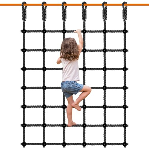 Climbing Cargo Net 49 x 77 Heavy Duty Climbing Rope Net for Outdoor Black