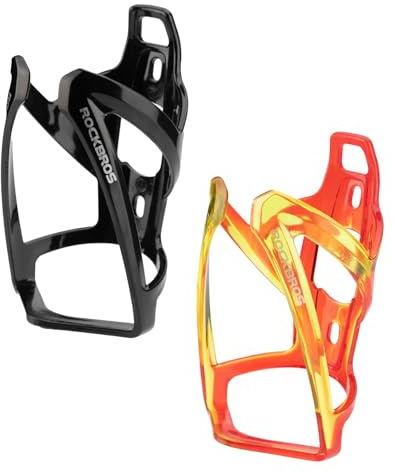 ROCKBROS Cykelflaskhållare dryckeshållare cykel ultralätt 35 g PC reptålig och färgbeständig färggradient, universell för mountainbike vägcykel vikbar cykel, set om 2 svart + röd och gul