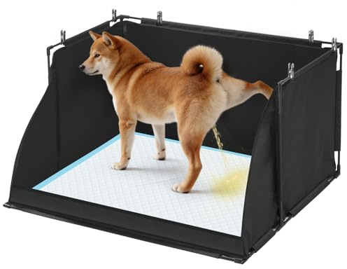 Uross Dog Pee Pad Holder with High Walls, Foldable Indoor Puppy Potty Training Station, Extra Large No-Spill Pet Litter Box Toilet for Male Dogs to Stop Peeing in House- Black