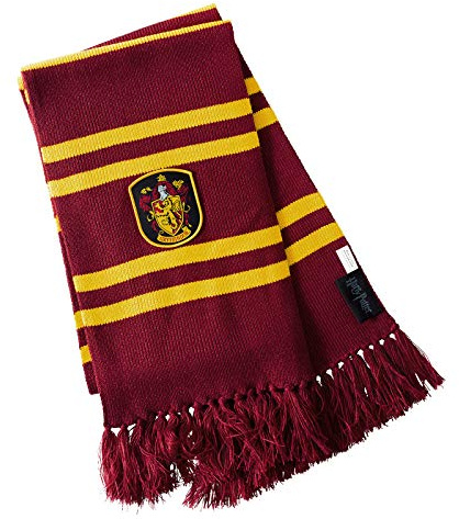 Elbenwald Harry Potter Schal Gryffindor Hausfarben mit Wappen Patch und Fransen 24 x 170 cm rot gelb