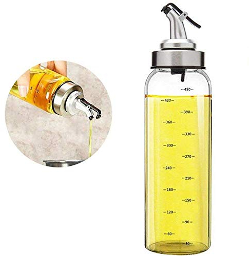 FARI Distributeur d'huile d'olive - 500 ml bouteille d'huile en verre sans plomb pour huile d'olive végétale, bouteille d'huile de verre sans plomb. 500ml