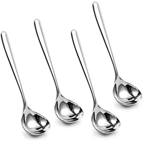 IMEEA Schöpflöffel 4er Set，20,5cm SUS304 Edelstahl Suppenlöffel,spülmaschinenfest Suppenkellen für Restaurant Küche Party