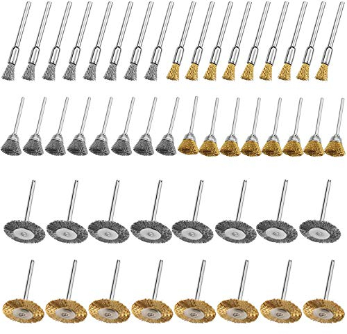 Spazzole Metalliche, 48 Pcs Spazzola per Lucidare Ottone Adatti per Lucidare e Levigare, Spazzole in Filo di Acciaio Lucidatura per la Maggior Parte delle Macchine per Incisione e Rettifica