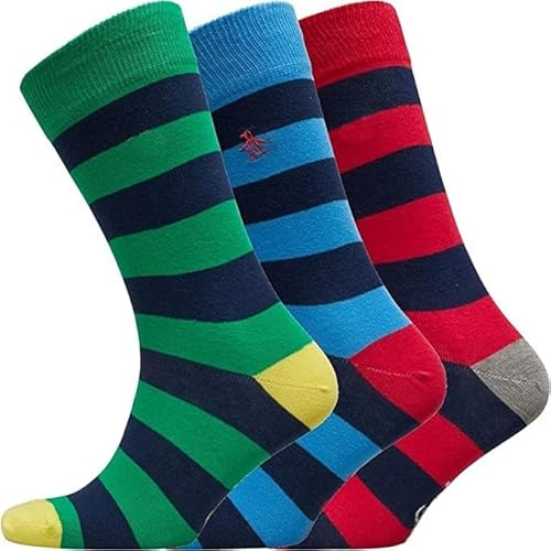 Original Penguin Mens 3 Pack Rugby Striped Socks One Size UK 7-11