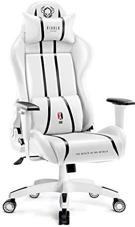 Diablo X-One 2.0 Gaming Stuhl XXL für große Menschen mit Lendenkissen | Gaming Chair XL aus HDS-Kunstleder mit Kopfstütze, Armlehnen, 140° Rückenlehne, Wippfunktion und Dual-Layer-Sitz