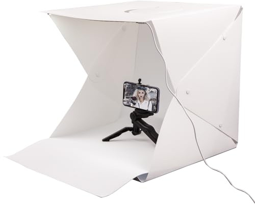 Mini Studio Photo Boîte à Lumière LED Lightbox Cube Lumineux 40x40cm Tente de Shooting Pliant Portable avec Fond Noir/Blanc pour Bijoux, Jouets, Montres Photographie etc