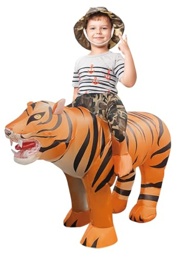 GOOSH Inflatable Tiger Costume for Kids Halloween Costumes Boys Girls 48IN Funny Blow up Costume for Halloween Party Cosplay