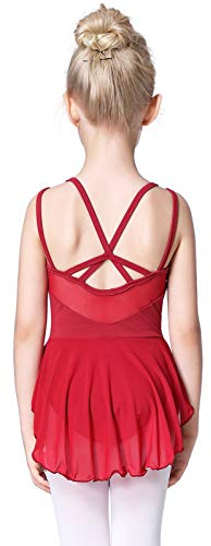Soudittur Bambine Ragazze Vestito Tutu da Balletto Leotard Body Abiti per Danza a Ginnastica Manica Corta (140cm: 10-11 Anni, Rosso)