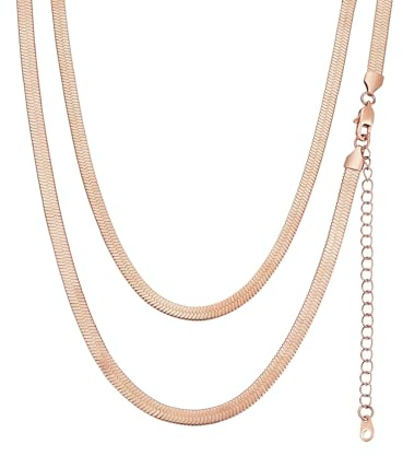 FindChic Damen Choker Halskette 32cm 38cm 46cm Silber Rosegold Schwarz Vergoldet Schmuckbox für Mutter Freundin