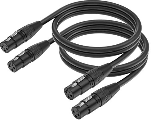 Yinker Cable XLR, cable XLR de 3 pines hembra a hembra, cable de micrófono para equipos de audio y sonido (1,5 m, 2 unidades)