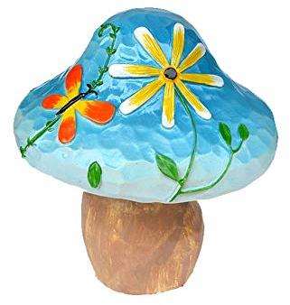 YTOOZ Statuen für den Garten im Freien, Pilz-Skulpturen aus Harz, süße Terrasse, Hof, Rasen, Basteln, Ornamente, handbemalte Figuren, blau, 23 x 20 x 23 cm, Geschenk