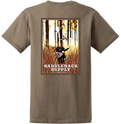 Saddleback Supply Men's Hunting Dog Logo Heavy T-Shirt-M-DustyBrown/w