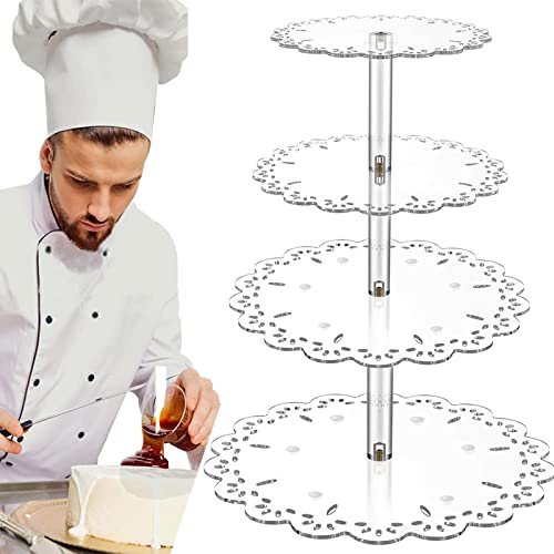 OLAMASA Alzata per Torte 3/4 Piani per Casa e Cucina Supporto per Torta Rotondo per Frutta e Dolci Vassoi per Torte Caramelle Buffet tè Snack Biscotti Porta Cupcake (4 Tiers)