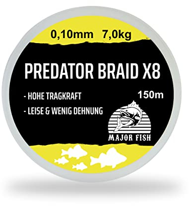 Major Fish Predator Braid 8-Fach geflochtene Angelschnur Lemon Yellow 150 Meter 0.10 mm - 7 kg