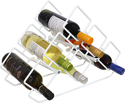Sunnydaze 6-Bottle Steel Wire Triangular Countertop Wine Rack - White