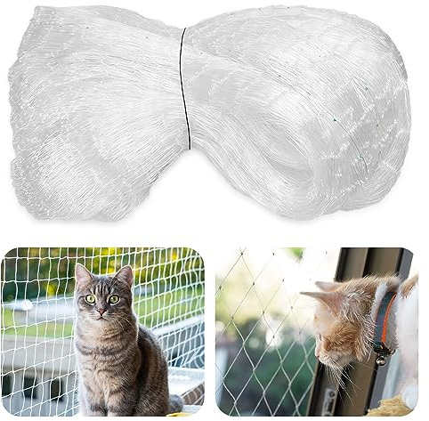 5 x 5m Filet Chat Balcon Sans Percage, 2.5cm Filet Chat, Blanc Filet Chat Balcon, Filet de Protection Chat, Filet Protection Chat Convient pour Intérieur et Extérieur Balcon Escalier Jardin Terrasse