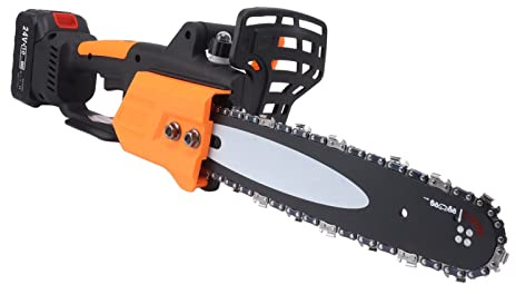 Honio Cordless Chainsaw, Rechargeable Battery 12 Inch Chain Electric Chain Saw High Efficiency for Gardening (US Plug)