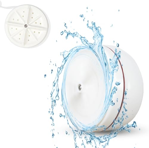 FISHTEC - Mini Machine à Laver Portable Surface Ventouse Cycle Automatique 30min Lavage de 1Kg Linge Double Rotation et Ultrasons pour Bassine Sauts Éviers