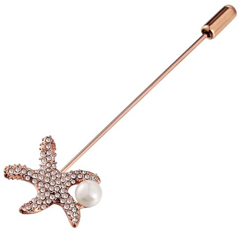 Broches para mujer, oro rosa, broche de joyería de estrella de mar, traje de esmoquin, camisa de vestir, accesorios para boda, 7.8 x 2 cm, No es una piedra preciosa