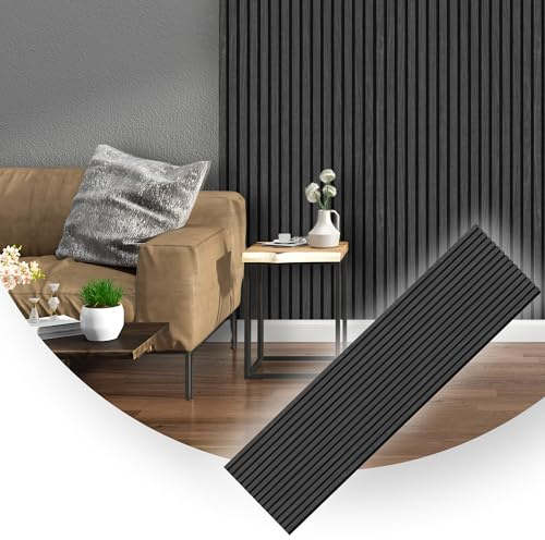 ID PANELS® | Decorative Acoustic Panels Black Oak | Set of 2 Wood Acoustic Panels | 240 x 60 cm | Plating MDF with Acoustic Felt