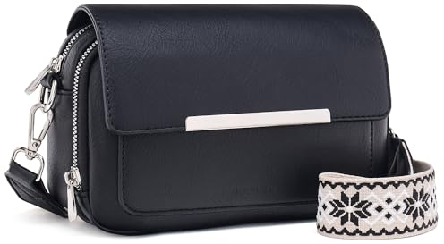 Roulens Damen Handy Umhängetasche, Vegan Leder Crossbody Bag Schultertasche mit Verstellbar Abnehmbar Breiter Gurt