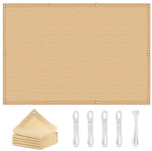 Tenda a Vela Parasole 3.6 x 8 m Traspirante Tendone Tende Protezione Solare Raggi UV con Corde per Esterno Giardino Terrazzo, Color Crema