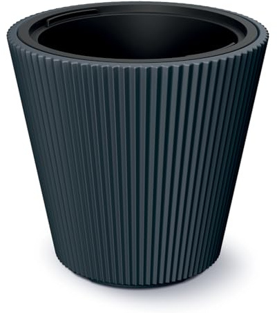 Tymar Blomkruka med insats, blomkruka av plast, blomlåda, stor växtkruka (DBMIV Antracit, ø 47 cm)