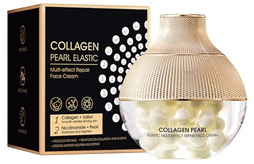 Crema Riparatrice Perla, Crema Viso, Facial Crema Idratante Con Collagene Idrolizzato e Niacinamide, Ripara la Pelle, Ricostruisce la Barriera Cutanea Danneggiata, Rassoda e Illumina la Pelle
