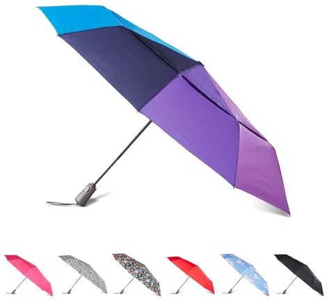 totes Recycled Large InBrella Reverse Close Folding Umbrella with Auto Open/Close Technology, MISC., 43 Canopy, Clear Bubble Umbrella