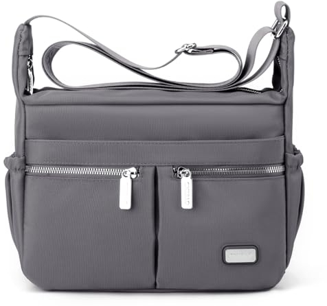 ZZYING Crossbody-Tasche für Damen, lässige Nylon-Umhängetasche, Damen-Geldbörse und Handtasche, lässige Taschen für Damen, grau