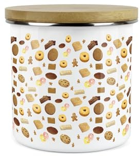 Purely Home British Biscuits Storage Canister - Novelty Cookie Jar Enamel Kitchen Storage Tin - Food Gifts
