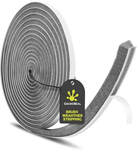 GeckoSeal Joint Brosse 6 m(L) x 9 mm(L) x 9 mm(é), Joint Porte Coulissante Autocollante, Anti-poussière, Anti-vent, Réduction du Bruit, Joint Pour Fenetre Coulissante Pour Portes, Fenêtres