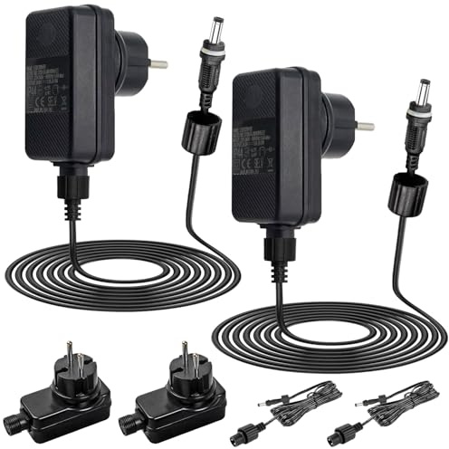 Tendist Iluminación Jardín 24V DC Adaptador LED Impermeable Exterior con Cable 1,5 m, Adaptador IP44 24W para Tiras LED Tendist Exterior, Fuente Alimentación Segura Bajo Voltaje para 5,5x2,1 mm (1)