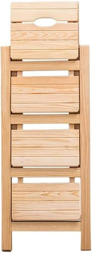 4 Stufen Holz Klappleiter Hocker Tragbarer Multifunktionaler Hochhocker Stuhl für Indoor Klettern Regal Aufbewahrung Bibliothek Küche Büro