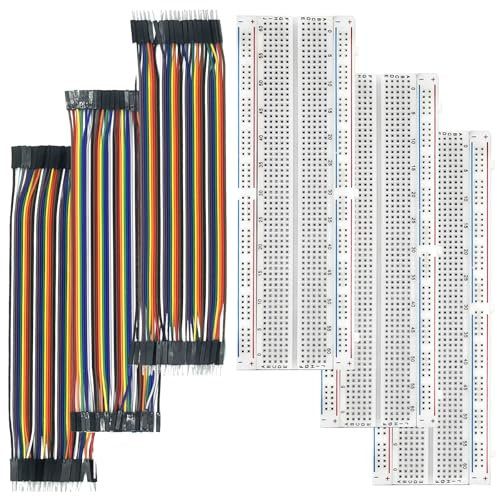starfa lab Breadboard Kit, include 3x breadboard + 21 cm jumper wire m2 m/f2 m/f2 f, Each 40pin Jumpers Wire (Set of 6)