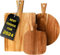 Lot de 3 planches à fromage rondes en acacia avec poignées, planche de service en bois pour cuisine – Plateaux de service ronds, rectangulaires et petits plateaux de service pour fromage, viande
