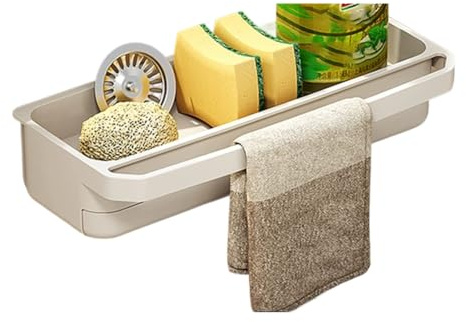Pqahffowr - Soporte de almacenamiento para de cocina, estante extensible de drenaje automático para esponja, almacenamiento para escurridores de jabón con diseño B