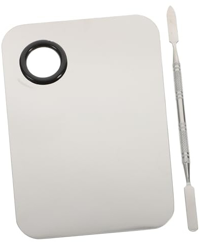 Healeved Makeup Mixing Palette and Metal Set for Foundation and Cream, Sturdy Cosmetic Mixing Plate for Professional Artists and Beauty Salons
