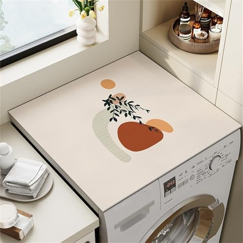 Highdi Style Nordique Housse de Protection pour Machine à Laver Top,Coussin de Machine à Laver Antidérapant Housse de Machine à Laver pour Machine à Laver Ou Sèche-Linge (Plantes,30x40cm)